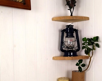 Corner Shelf, Corner Wall Shelf with radius, Wall Mounted Shelf, Floating Corner Shelf, Radius customized size & color Wooden Shelf