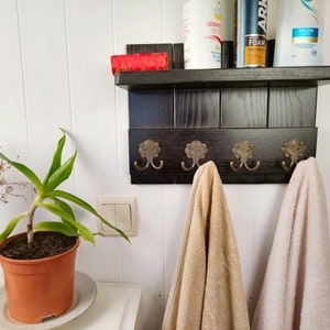 Towel Rack, Towel Hooks, Bathroom Storage, Coat Rack, Wall Coat Rack with Antique Hooks, customized color & size Wall Mounted Bathroom Shelf