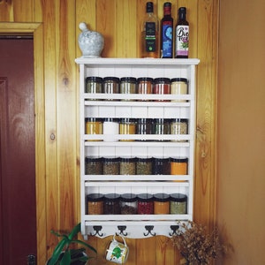 Spice Rack, Large Spice Rack, Coffee Mug Rack, Farmhouse Spice Organizer, Spice Rack Wall Mount, customized size & color Wooden Spice Shelf