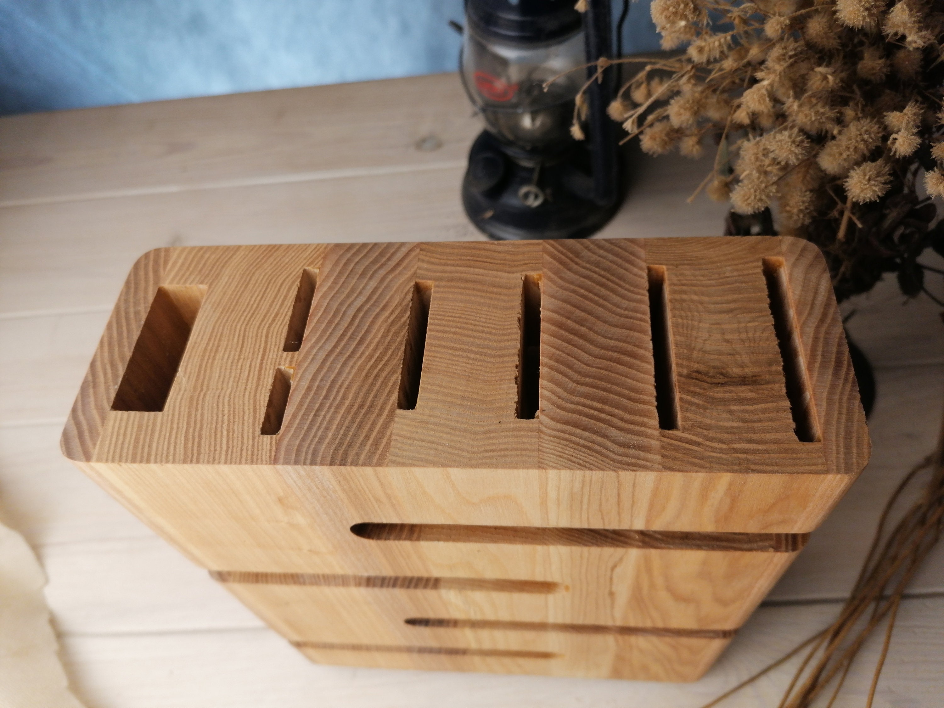 Wood Knife block handmade knife holder housewarming gift Etsy