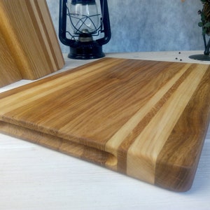 Wood cutting board, chopping board, custom edge grain wood cutting board, butcher block, with handles, oak wood