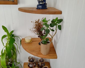 Corner Shelf, Corner Wall Shelf with radius, Wall Mounted Shelf, Floating Corner Shelf, Radius customized size & color Wooden Shelf