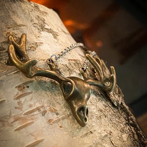 Brass Deer skull necklace