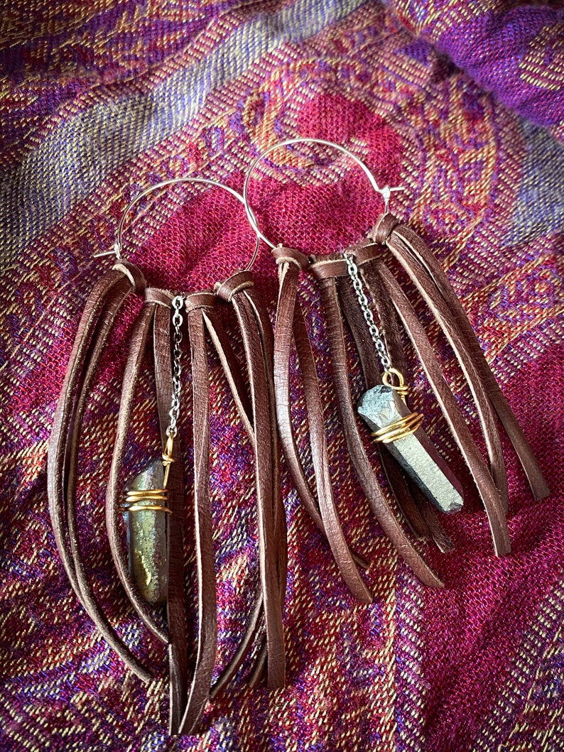 Leather string earrings Etsy