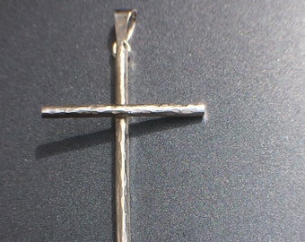 solid silver textured minimalist cross