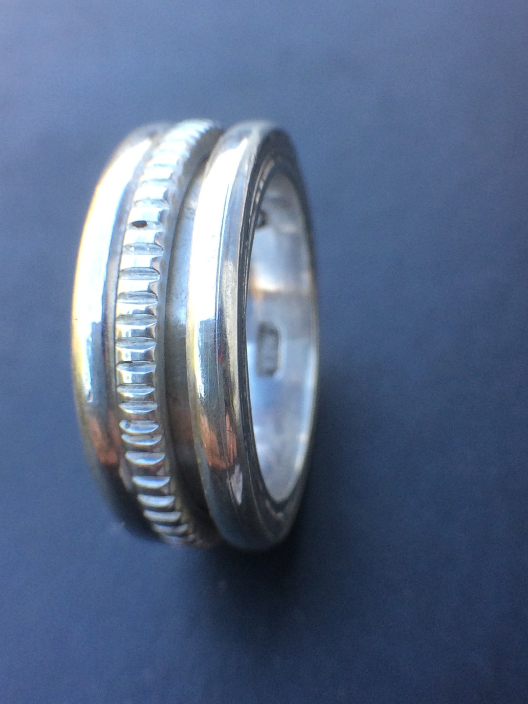Solid Silver Stamped 925 Mans Chunky Revolving Ring - Etsy