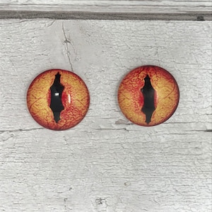 Orange glass eye cabochons in sizes 6mm to 20mm dragon eyes fish reptile lizard iris (381)