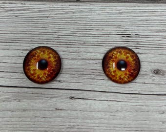 Orange  glass eye cabochons in sizes 6mm to 40mm dragon eyes cat iris (548)
