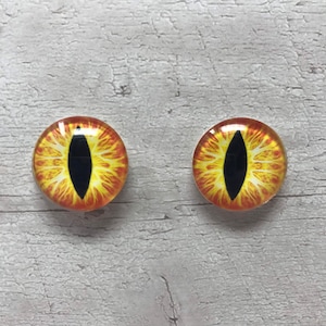 Cabochões de olhos de vidro laranja em tamanhos de 6 mm a 40 mm olhos de animais olhos de dragão fantasia (150)