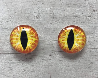 Orange glass eye cabochons in sizes 6mm to 40mm animal eyes dragon eyes fantasy (150)