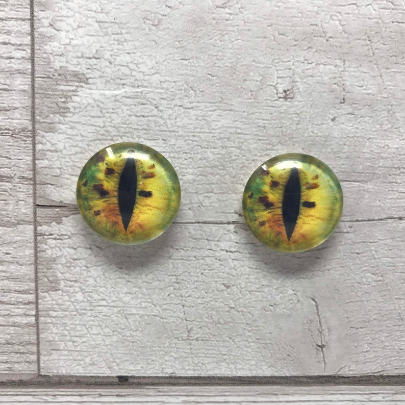 Green and Yellow With Brown Specks Glass Eye Cabochons in Etsy