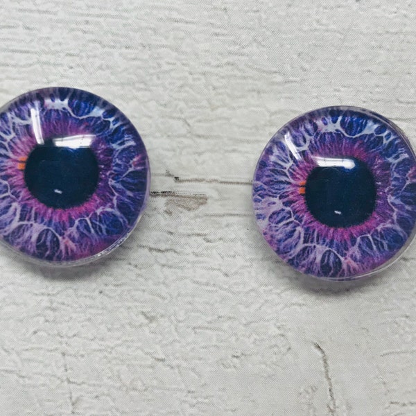 Purple Glass eye cabochons in sizes 6mm to 40mm human eyes monster iris fairy fantasy creature animal eyes (059)