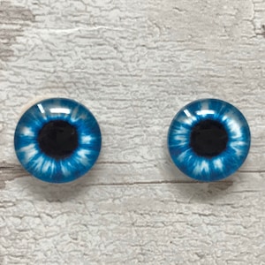 Blue with white glass eye cabochons in sizes 8mm to 40mm human eyes animal iris (136)