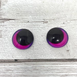 Cabochões de olhos de vidro rosa em tamanhos de 8 mm a 20 mm olhos de animais olhos de dragão pupilas grandes fantasia (469)