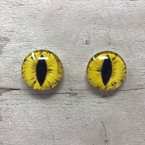 Cabochões de olhos de vidro amarelo em tamanhos de 6 mm a 40 mm olhos de animais olhos de dragão fantasia (151)