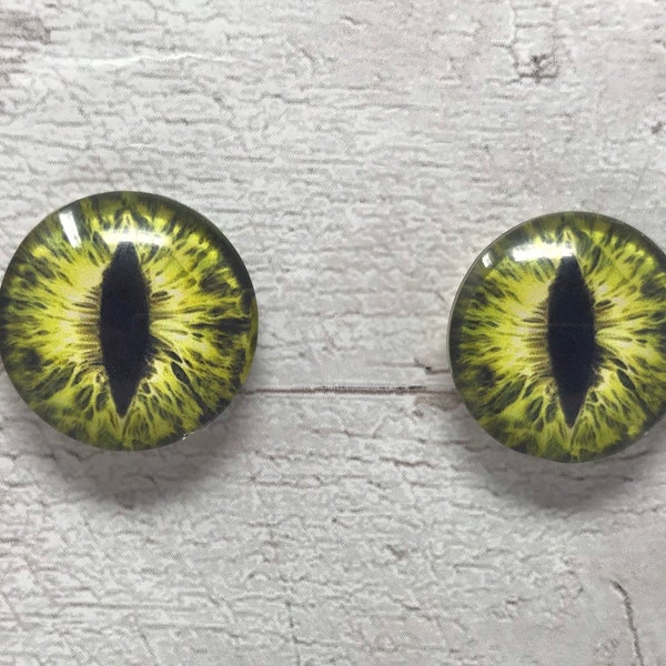 Glasaugen Cabochons in den Größen 6mm bis 40mm Drachenaugen Katzeniris Schlangenaugen Reptil (008)