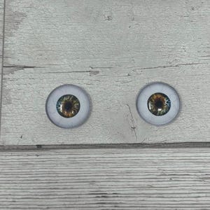 Pair of realistic hazel brown human glass eye cabochons in sizes 6mm to 20mm realistic eyes round pupil  (623)