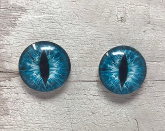 Blaue Glasaugen Cabochons hat in den Größen 6mm bis 40mm Drachenaugen Katzenaugen (001)