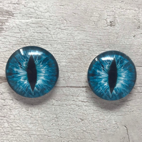 Blaue Glasaugen Cabochons hat in den Größen 6mm bis 40mm Drachenaugen Katzenaugen (001)