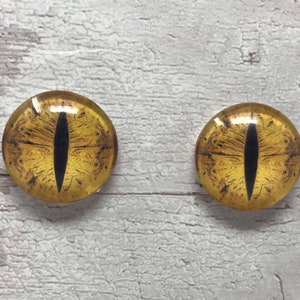 Cabochon in vetro giallo dorato con occhi da 6 mm a 40 mm, occhi da cucire, occhi con perni, occhi di drago, occhi di gatto, occhi di volpe, iris (043)