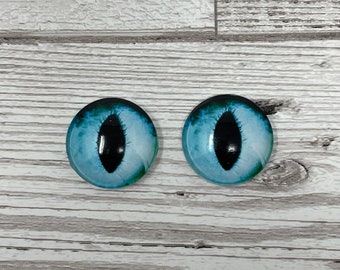 Blue glass eye cabochons in sizes 8mm to 40mm cat eyes dragon iris animal eyes (475)
