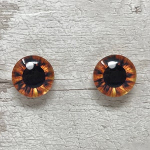 Goldbraune Glasaugencabochons in den Größen 6 mm bis 40 mm Tieraugen Menschen Iris (132)