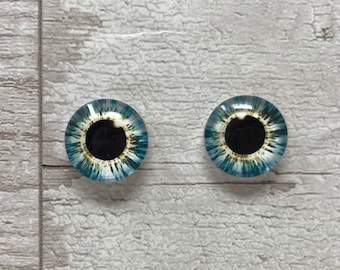 Blue  glass eye cabochons in sizes 8mm to 40mm animal eyes human iris (131)