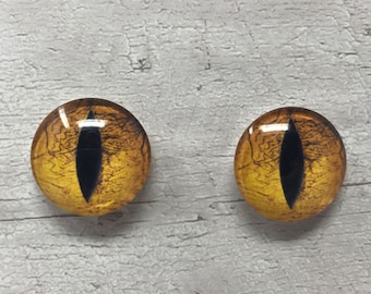Cabujones de ojos de cristal amarillo dorado en tamaños de 6 mm a 40 mm ojos de animales ojos de dragón fantasía (156)