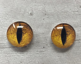 Goldgelbe Glasaugen Cabochons in den Größen 6mm bis 40mm Tieraugen Drachenaugen Fantasy (156)