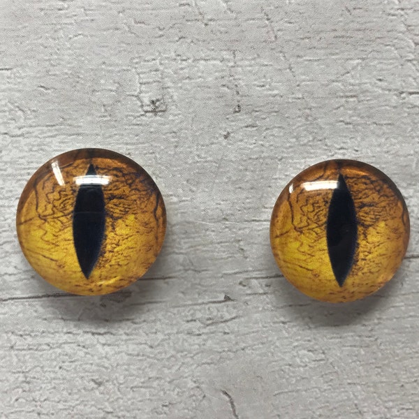 Goldgelbe Glasaugen Cabochons in den Größen 6mm bis 40mm Tieraugen Drachenaugen Fantasy (156)