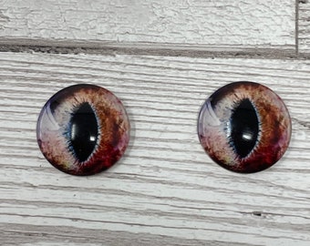 Cabujones de vidrio marrón con forma de ojo de gato, de 8 mm a 40 mm, con iris de dragón y ojos de animal (486)