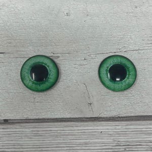Par de cabochões de olhos de vidro verde realistas em tamanhos de 6 mm a 20 mm olhos de pássaro realistas íris humana (610)