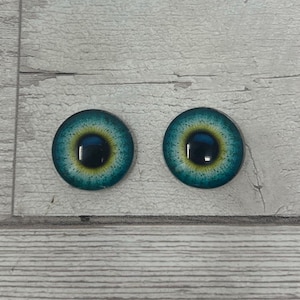 Paire de cabochons réalistes en verre vert de 6 mm à 20 mm yeux d'oiseau réalistes iris humain (589)