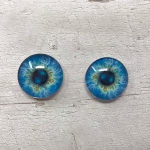 Paire de cabochons réalistes en verre bleu yeux de 6 mm à 20 mm yeux de dragon réalistes et iris de chat (340)