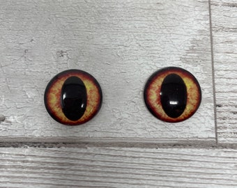 Orange glass eye cabochons in sizes 6mm to 40mm dragon eyes cat iris (513)
