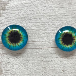 Blauwe en groene cabochons met glazen oog in de maten 8 mm tot 40 mm dierlijke ogen menselijke iris (135)