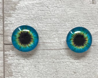 Blue and green glass eye cabochons in sizes 8mm to 40mm animal eyes human iris (135)