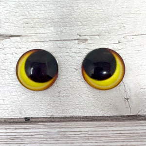 Cabochons en verre jaune, de 8 à 20 mm, yeux d'animal, yeux de dragon, grandes pupilles, fantaisie (467)