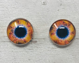 Orange/brown Glass eye cabochons in sizes 6mm to 40mm human eyes monster iris fairy fantasy creature animal eyes (064)