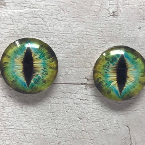 Cabochons en verre vert et bleu, de 6 mm à 40 mm, yeux de dragon, iris de chat (029)