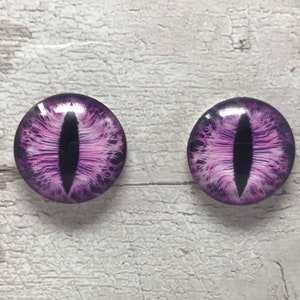 Lila Glasaugencabochons in den Größen 6 mm bis 40 mm Drachenaugen Katzeniris (019)