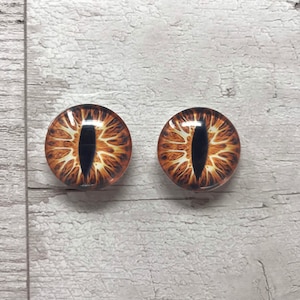 Cabujones de vidrio naranja con forma de ojo de animal, de 6 mm a 40 mm, con iris humano (145)