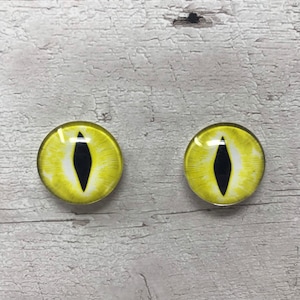 Cabochões de olhos de vidro amarelo em tamanhos de 6 mm a 40 mm olhos de animais olhos de dragão fantasia (162)
