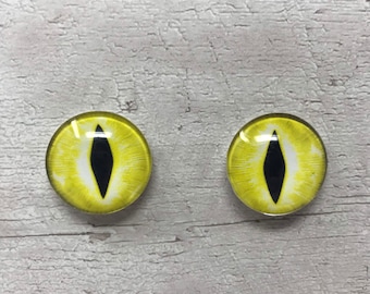 Gelbe Glasaugen Cabochons in den Größen 6 mm bis 40 mm Tieraugen Drachenaugen Fantasy (162)