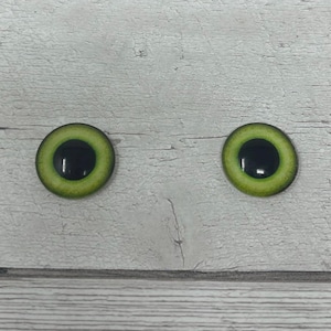 Par de cabochões de olhos de vidro verde realistas em tamanhos de 6 mm a 20 mm olhos de pássaro realistas íris humana (609)