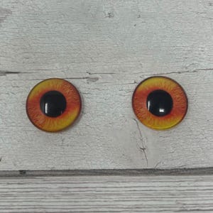 Par de cabochões de olhos de vidro laranja nos tamanhos de 6 mm a 40 mm olhos de dragão gato raposa íris (605)