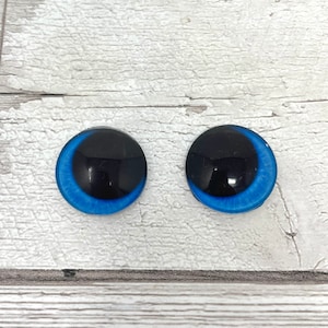 Cabochões de olhos de vidro azul em tamanhos de 8 mm a 20 mm olhos de animais olhos de dragão pupilas grandes fantasia (470)