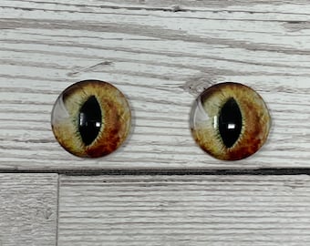 Cabujones de vidrio de color marrón/amarillo en tamaños de 8 mm a 40 mm, ojos de gato, ojos de dragón, ojos de animal (481)