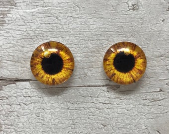 Orange glass eye cabochons in sizes 8mm to 40mm, human eyes, animal bat eyes, Fox, dog iris (138)