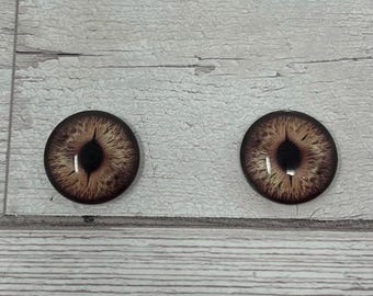 Cabujones de ojos de vidrio marrón en tamaños de 8 mm a 40 mm, ojos de gato, iris de dragón, ojos de animal (655)